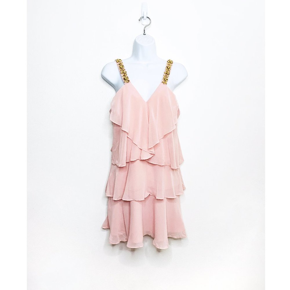 BCBGMAXAZRIA - Light Shell Carlotta Ruffle Halter Dress - Picture 2 of 8
